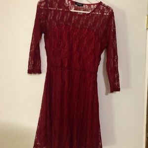 Red Lace Skater Dress
